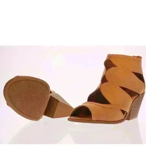 NIB Qupid Women's DALTON-14 Toffee Caged Peep Toe Sandal Boot Bootie Size 7.5 - Picture 5 of 6